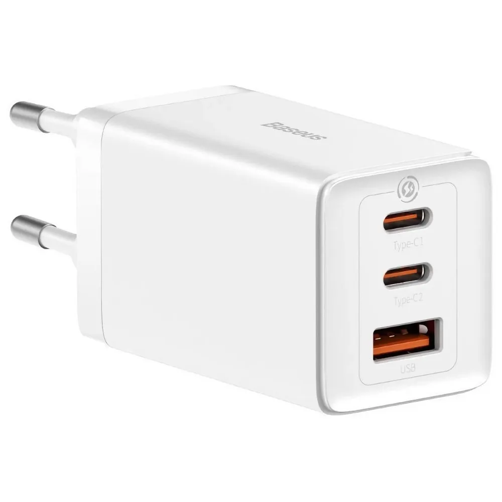 Мережевий зарядний пристрій Baseus GaN5 Pro (3USB, 3.25A) 65W White (CCGP120202) + кабель Type-C to Type-C - зображення 1