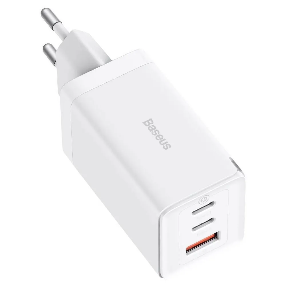 Мережевий зарядний пристрій Baseus GaN5 Pro (3USB, 3.25A) 65W White (CCGP120202) + кабель Type-C to Type-C - мініатюра 2