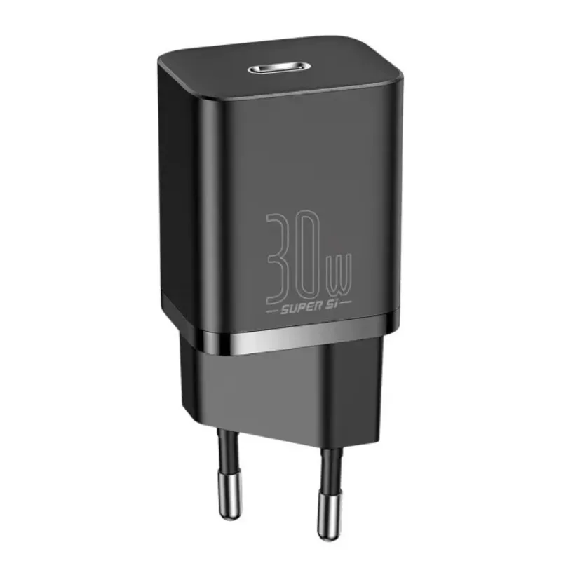 Мережевий зарядний пристрій Baseus (1USB-C) 30W Super-Si EU Black (CCSUP-J01) - зображення 1