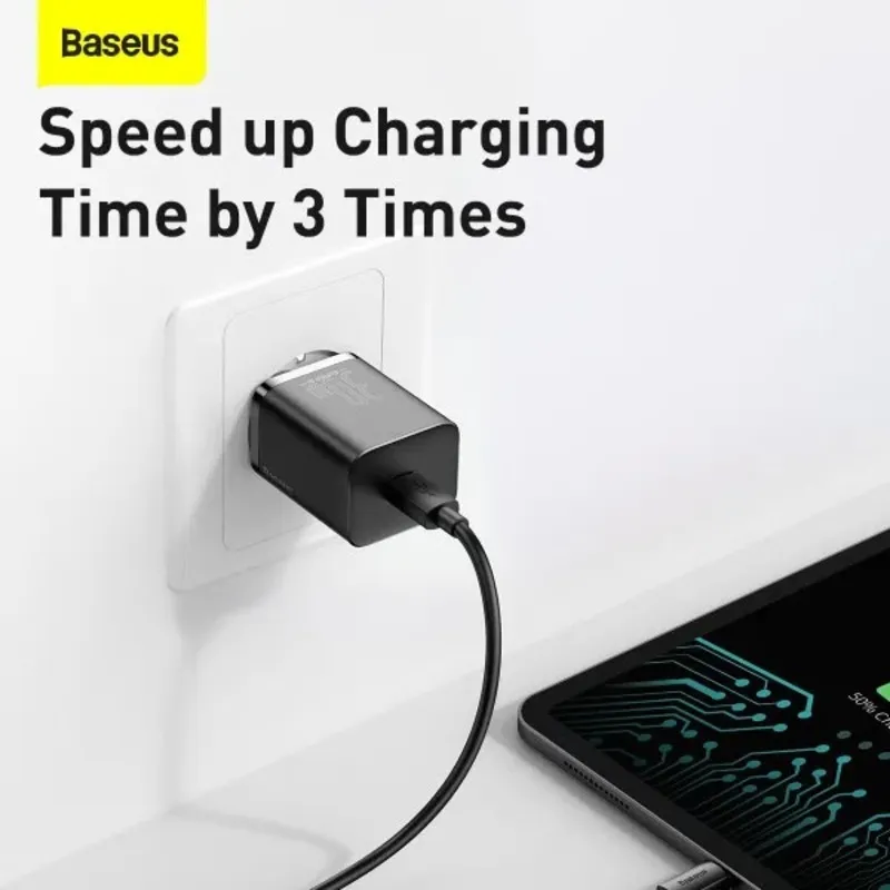 Мережевий зарядний пристрій Baseus (1USB-C) 30W Super-Si EU Black (CCSUP-J01) - мініатюра 7