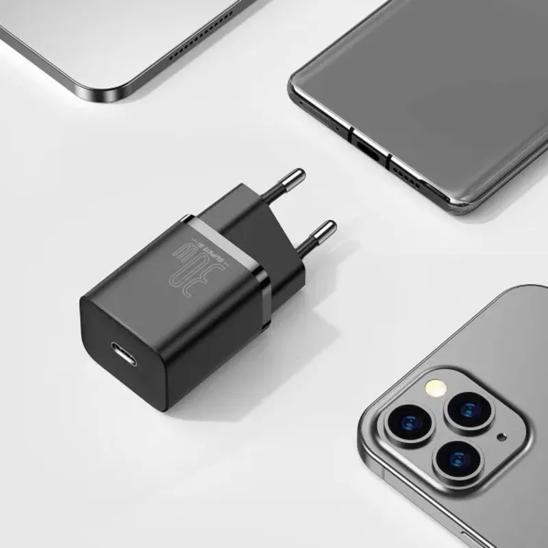 Мережевий зарядний пристрій Baseus (1USB-C) 30W Super-Si EU Black (CCSUP-J01) - мініатюра 8