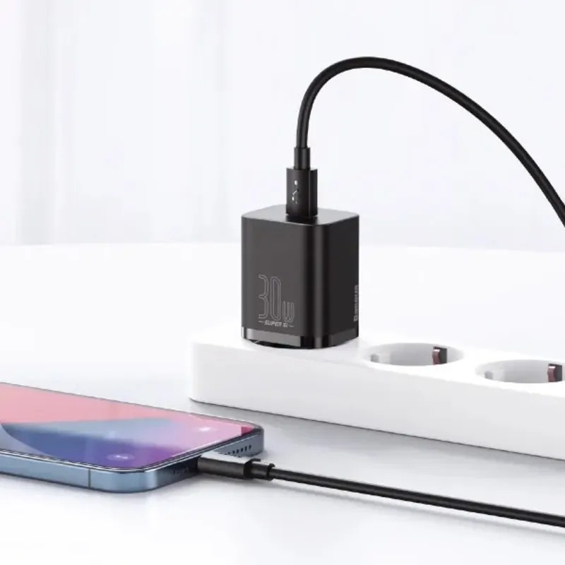 Мережевий зарядний пристрій Baseus (1USB-C) 30W Super-Si EU Black (CCSUP-J01) - мініатюра 9