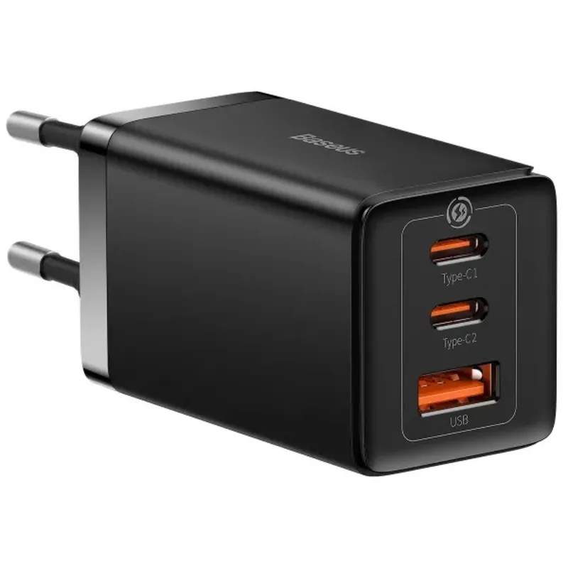Мережевий зарядний пристрій Baseus GaN5 Pro (3USB, 3.25A) 65W Black (CCGP120201) + кабель Type-C to Type-C - зображення 1