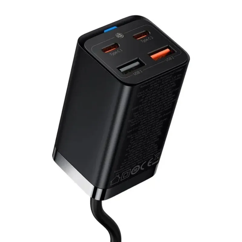 Мережевий зарядний пристрій Baseus GaN3 Pro (2USB+2Type-C) QC3.0 65W Black (CCGP040101) - мініатюра 5