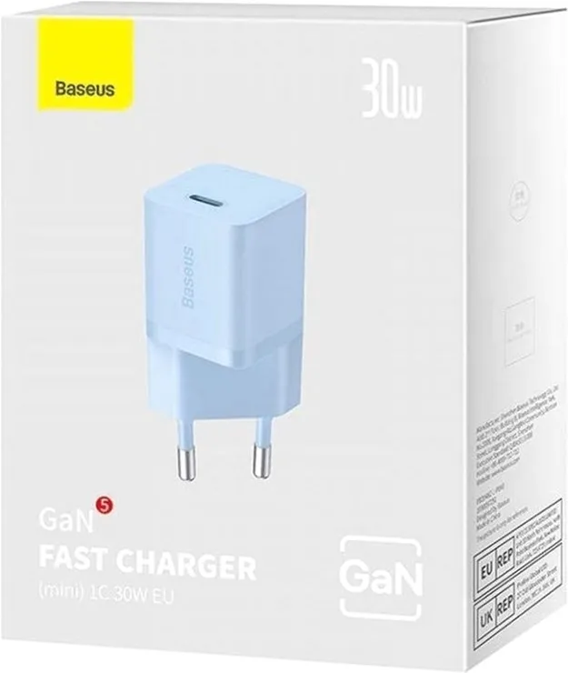 Мережевий зарядний пристрій Baseus GaN5 FC mini 1C (1USB-C) 30W Blue (CCGN070603) - мініатюра 5