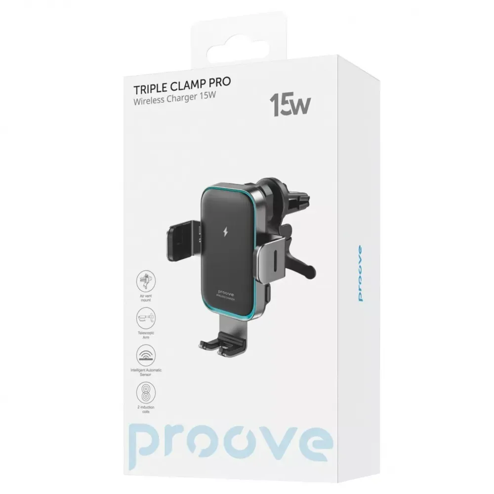 Бездротовий зарядний пристрій Proove Triple Clamp Pro 15W Metallic Gray (WHTP15010004) - мініатюра 5