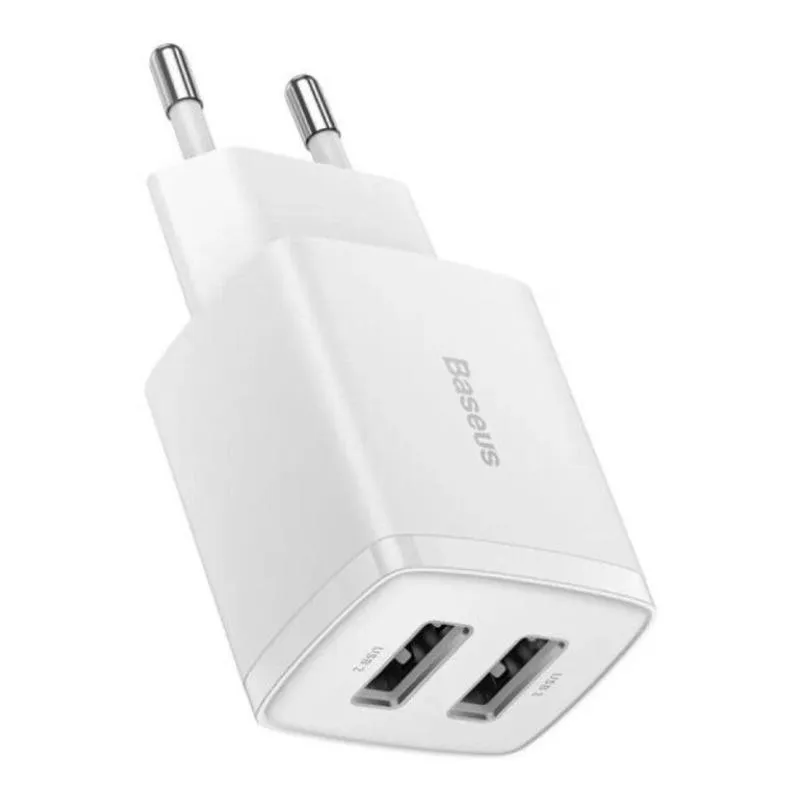 Мережевий зарядний пристрій Baseus Compact 2U (2USB) 10.5W White (CCXJ010202) - зображення 1