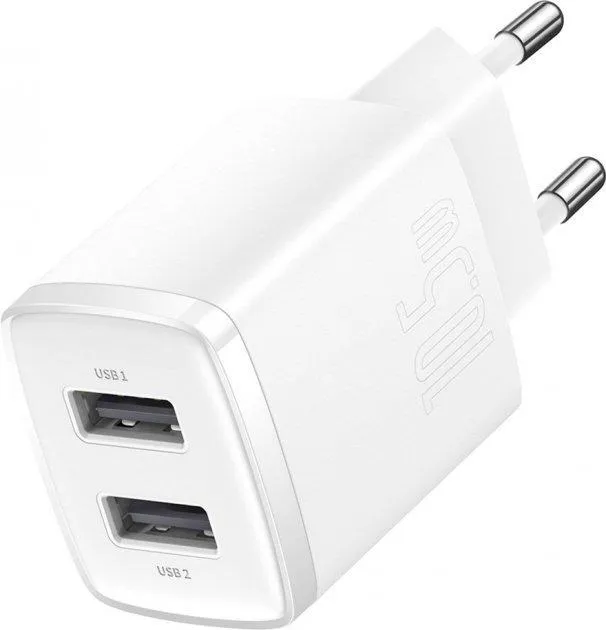 Мережевий зарядний пристрій Baseus Compact 2U (2USB) 10.5W White (CCXJ010202) - мініатюра 2