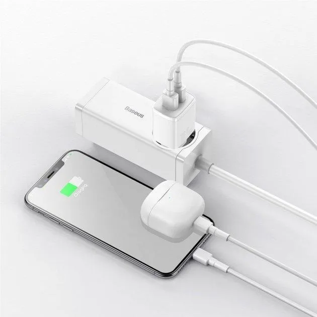 Мережевий зарядний пристрій Baseus Compact 2U (2USB) 10.5W White (CCXJ010202) - мініатюра 3