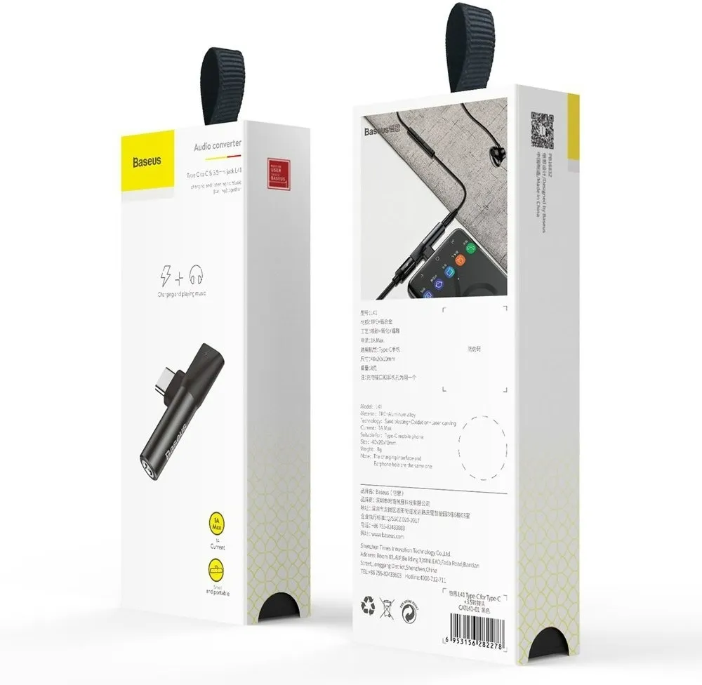 Адаптер Baseus USB Type C - USB Type C + 3.5mm (M/F) L41 Black (CATL41-01) - мініатюра 4