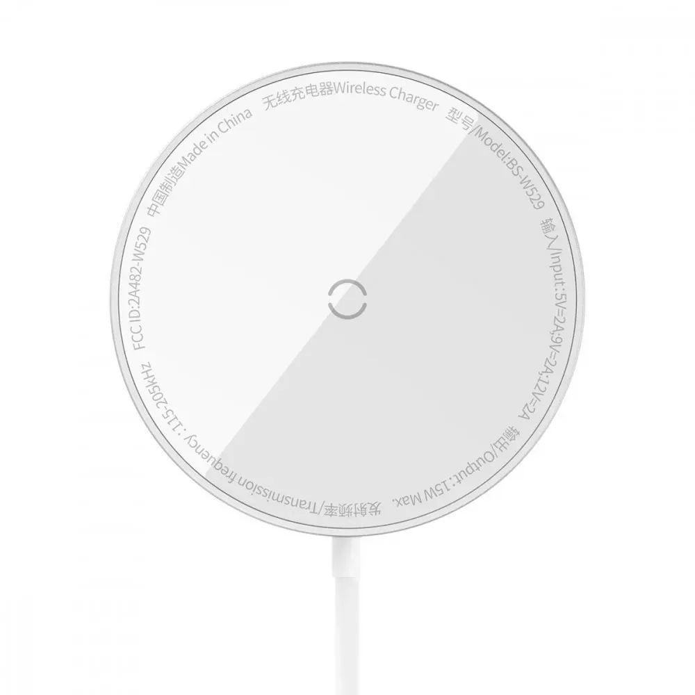 Бездротовий зарядний пристрій Baseus Simple Mini3 Magnetic Wireless Charger 15W Silver (CCJJ040012) - зображення 1