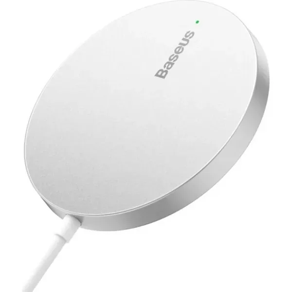 Бездротовий зарядний пристрій Baseus Simple Mini3 Magnetic Wireless Charger 15W Silver (CCJJ040012) - мініатюра 2