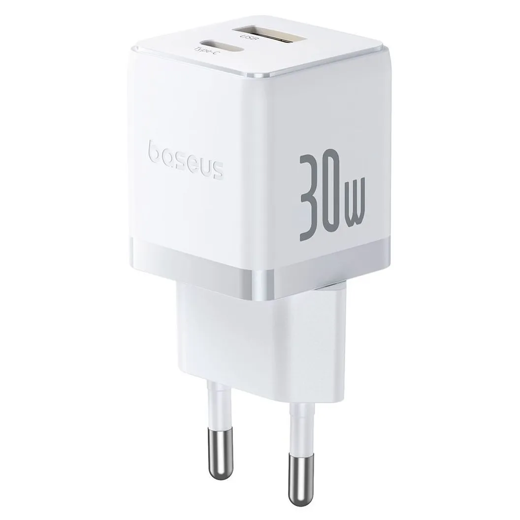 Мережевий зарядний пристрій Baseus Palm FC 30W QC+ PD (1Type-C + 1USB) White (P1011160A213-00) - мініатюра 2