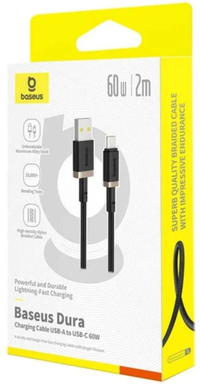Кабель Baseus USB - USB Type-C (M/M), 60W, 2 м Black/Gold - мініатюра 3