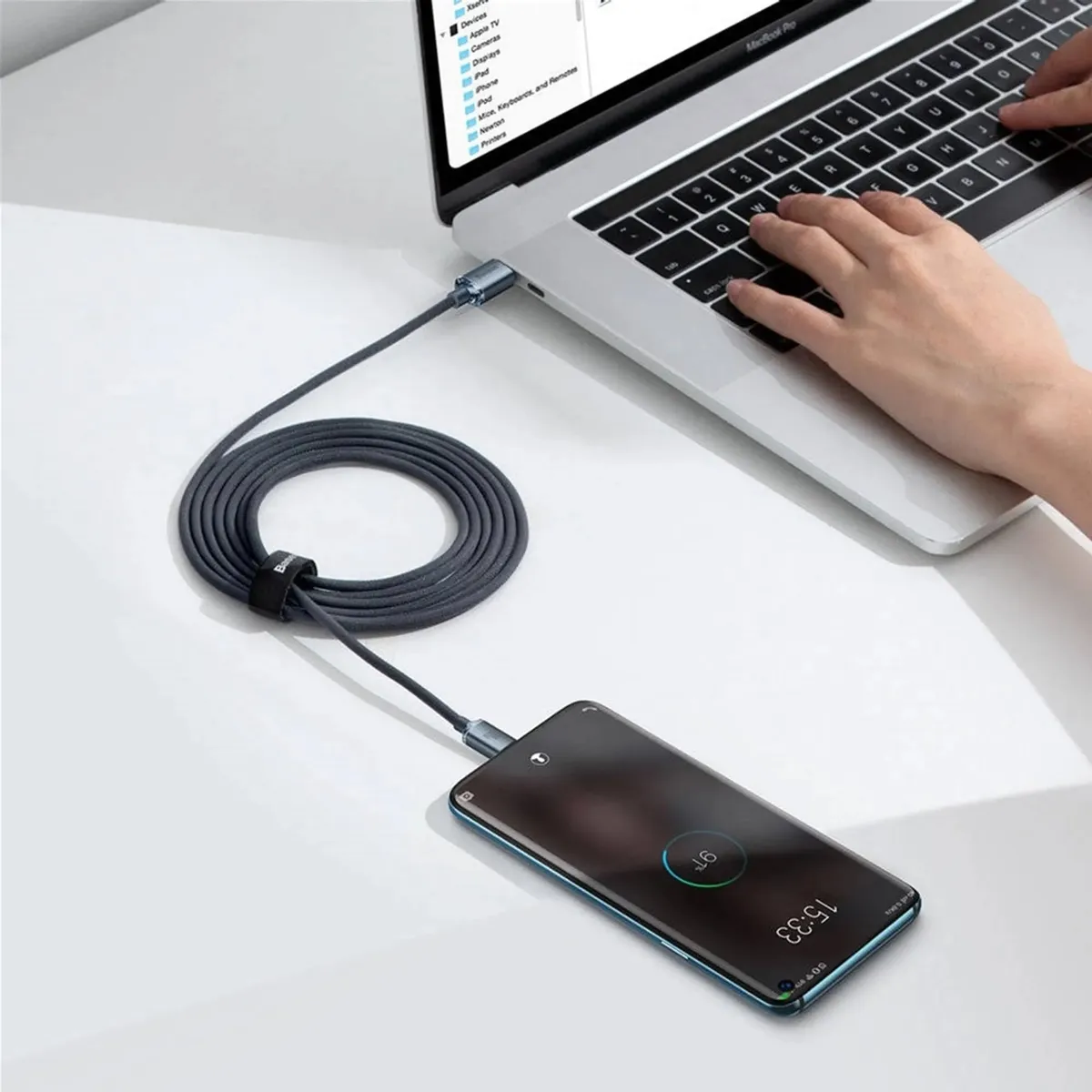 Кабель Baseus Crystal Shine USB Type-C - USB Type-C (M/M), 100W, 1.2 м Black (CAJY000601) - мініатюра 8