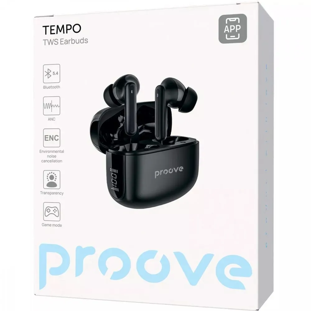 Bluetooth-гарнітура Proove Tempo TWS with ANC (APP) Black (TWTM0001AP01) - мініатюра 5