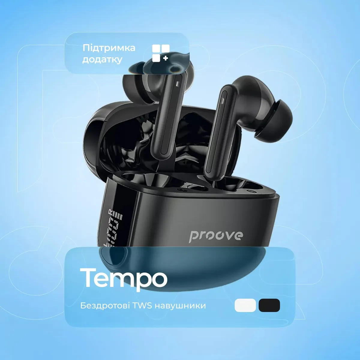 Bluetooth-гарнітура Proove Tempo TWS with ANC (APP) Black (TWTM0001AP01) - мініатюра 6
