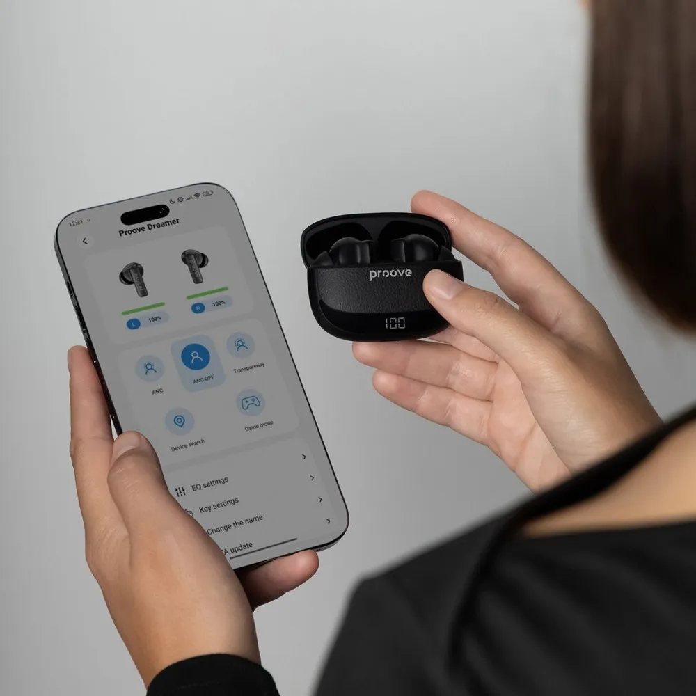 Bluetooth-гарнітура Proove Dreamer TWS with ANC (APP) Black (TWDM0001AP01) - мініатюра 7