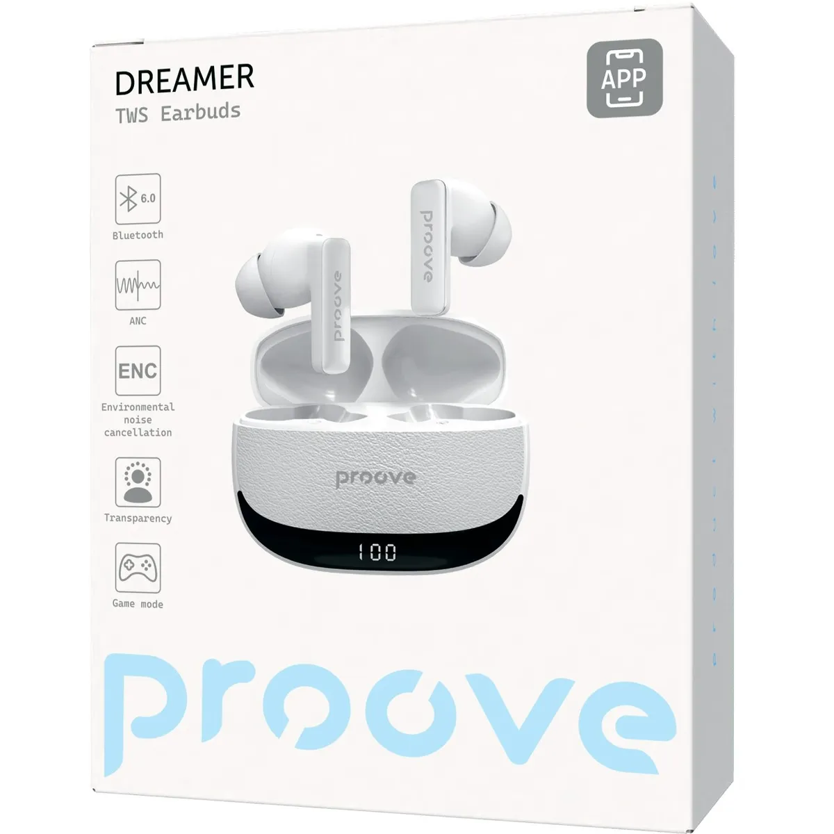 Bluetooth-гарнітура Proove Dreamer TWS with ANC (APP) White (TWDM0001AP02) - мініатюра 3