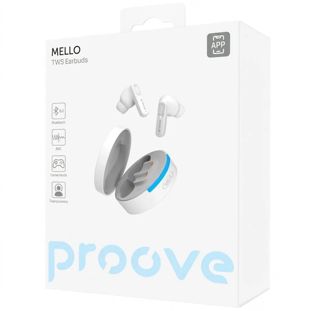 Bluetooth-гарнітура Proove Mello TWS with ANC (APP) White (TWML0001AP02) - мініатюра 4