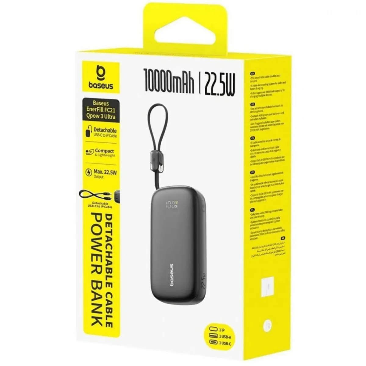 Універсальна мобільна батарея Baseus EnerFill Qpow 3 Ultra 10000mAh, 22.5W Black (E0027L00) - мініатюра 5
