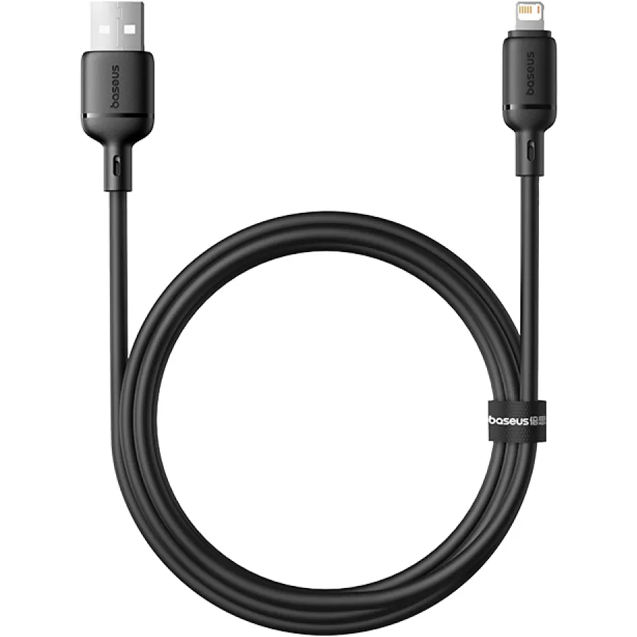 Кабель Baseus Silky Series Fast Charging USB Type-A - Lightning (M/M), 2.4A, 2 м, Black (P10377702113-01) - мініатюра 2