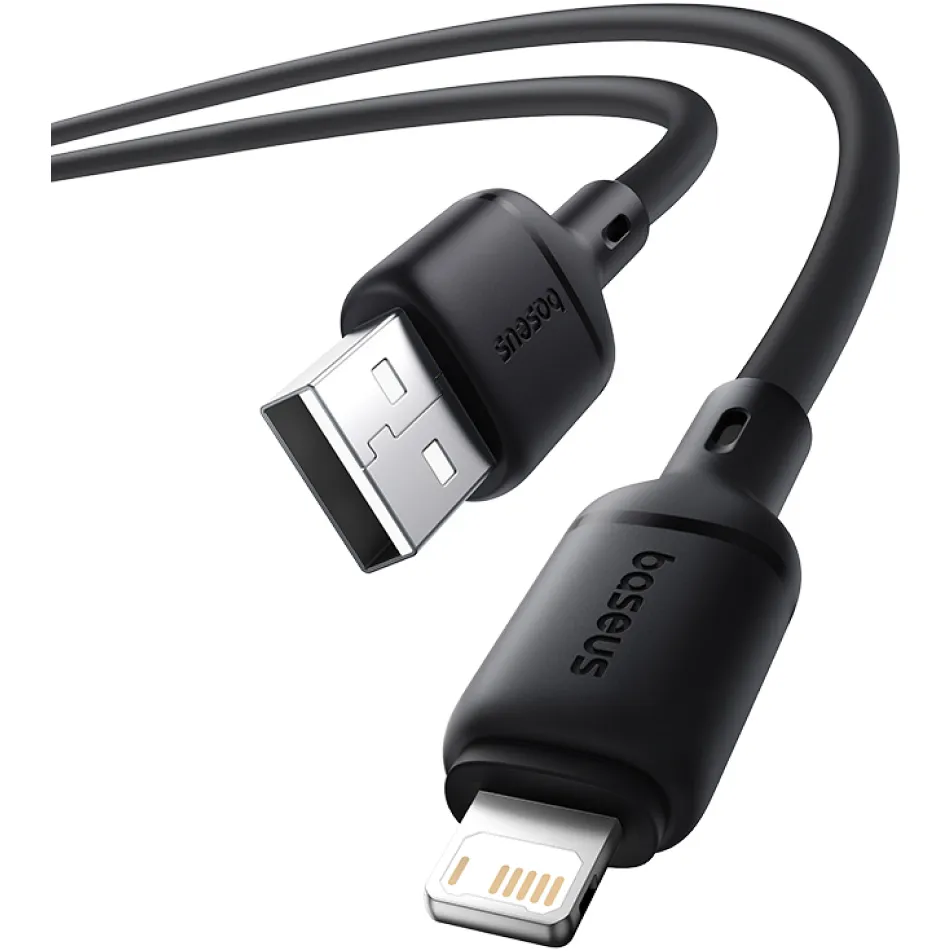 Кабель Baseus Silky Series Fast Charging USB Type-A - Lightning (M/M), 2.4A, 2 м, Black (P10377702113-01) - мініатюра 3