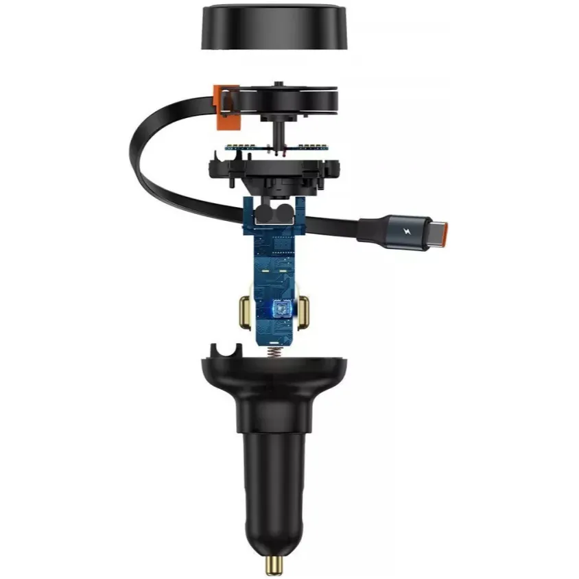 Автомобільний зарядний пристрій Baseus Enjoyment Pro (1USB, вбудований кабель USB Type-C) 60W Black (C00057800111-00) - мініатюра 4