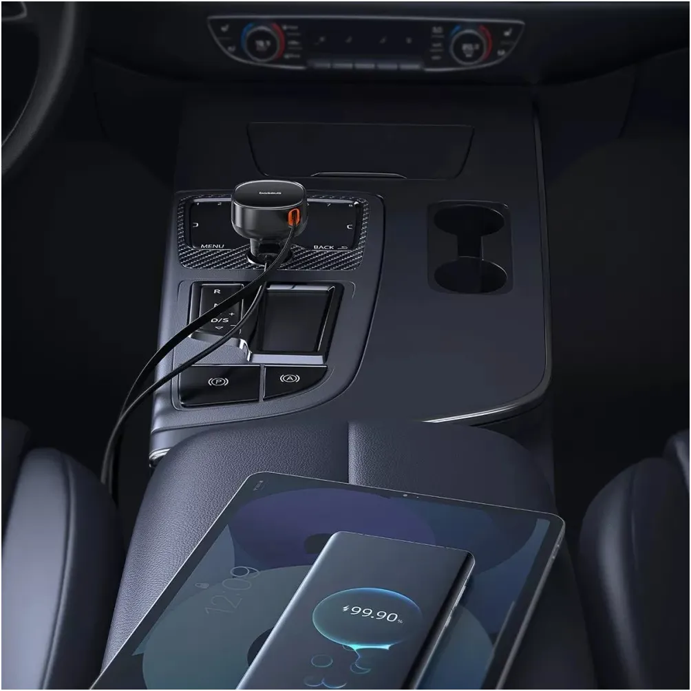 Автомобільний зарядний пристрій Baseus Enjoyment Pro (1USB, вбудований кабель USB Type-C) 60W Black (C00057800111-00) - мініатюра 5