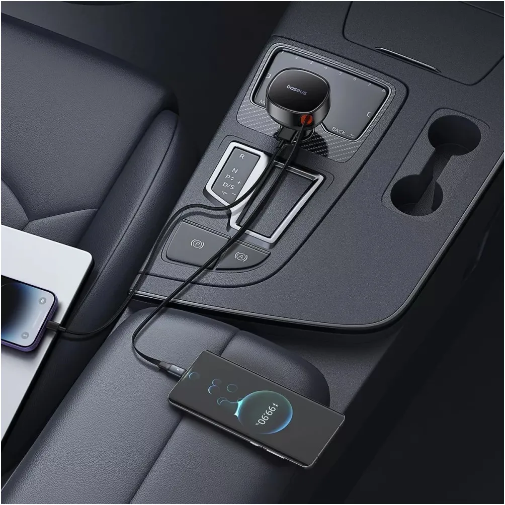 Автомобільний зарядний пристрій Baseus Enjoyment Pro (1USB, вбудований кабель USB Type-C) 60W Black (C00057800111-00) - мініатюра 7