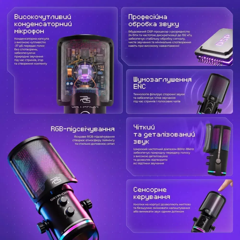 Мікрофон Proove Gaming Gryphon Black (GMGR00022001) - мініатюра 7