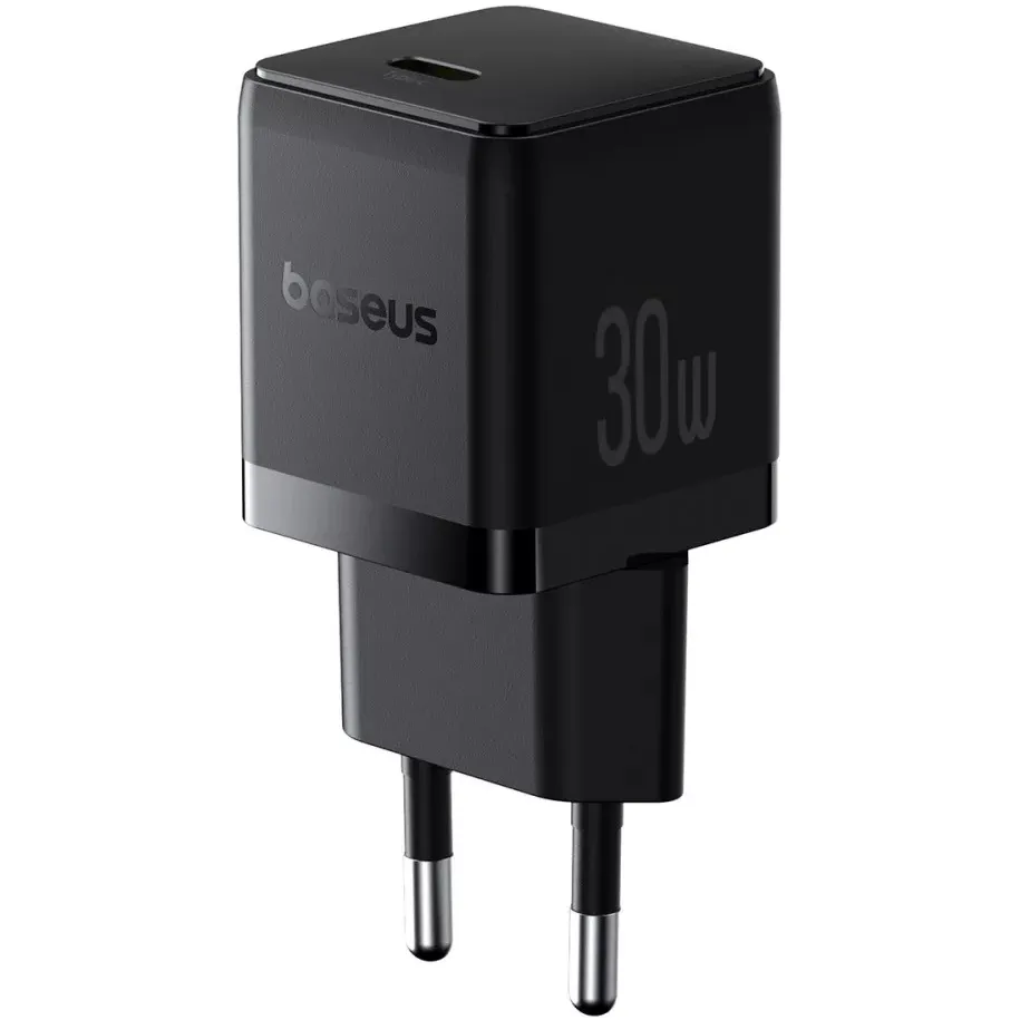Мережевий зарядний пристрій Baseus Palm Fast Charger 1C (1USB-C) 30W Black (P10111605113-01) + кабель USB Type-C 1 м - мініатюра 2