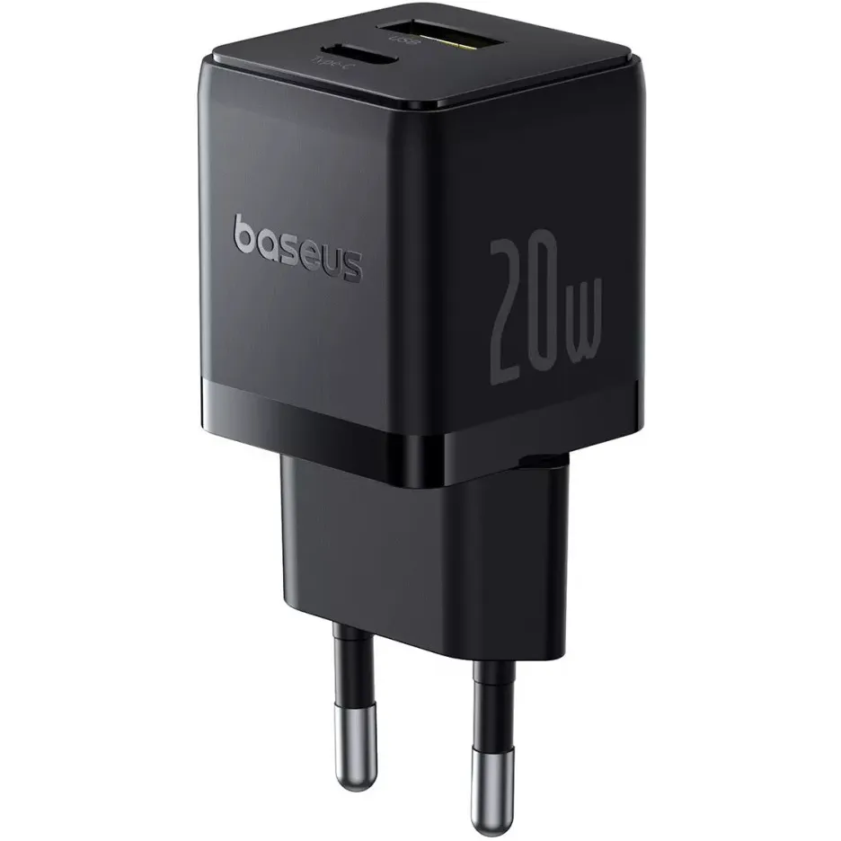 Мережевий зарядний пристрій Baseus Palm Fast Charger C+U (1USB, 1USB-C) 20W Black (P10111608113-00) - зображення 1