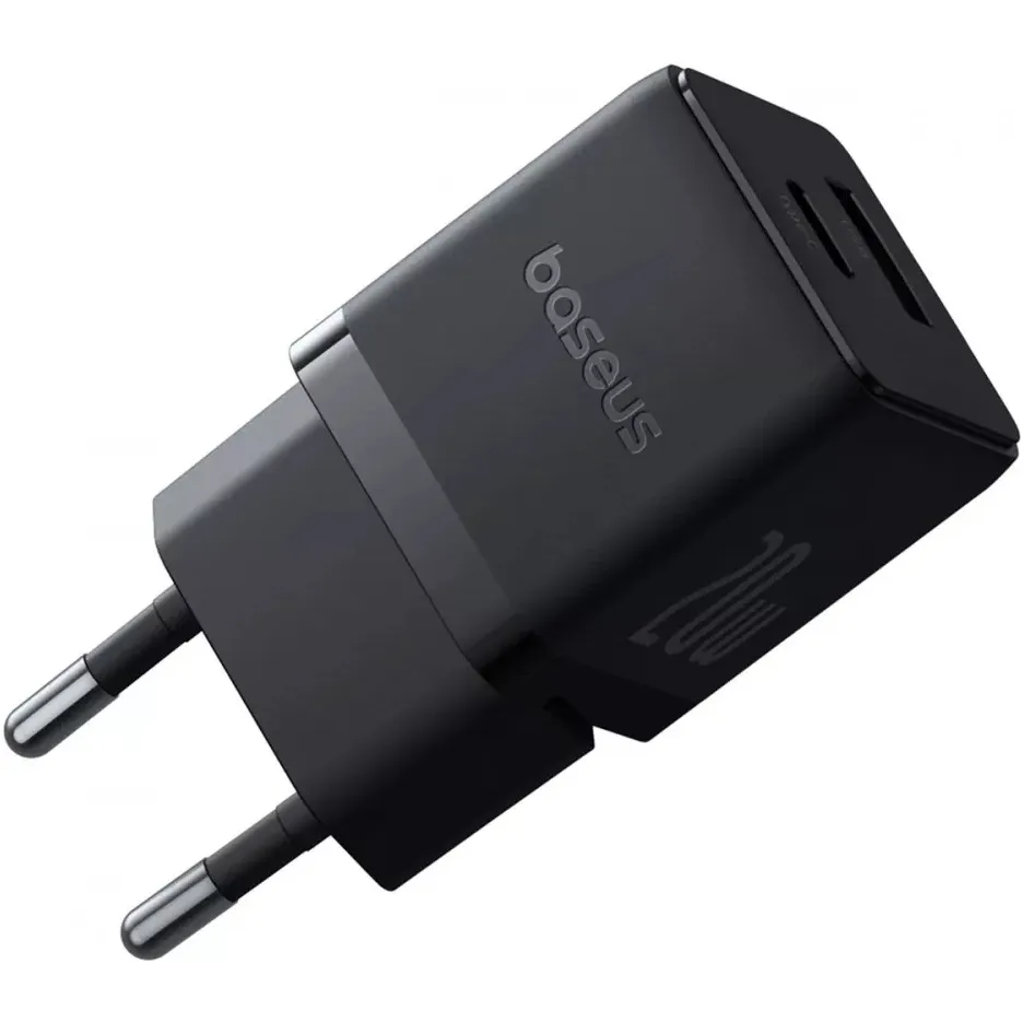 Мережевий зарядний пристрій Baseus Palm Fast Charger C+U (1USB, 1USB-C) 20W Black (P10111608113-00) - мініатюра 3