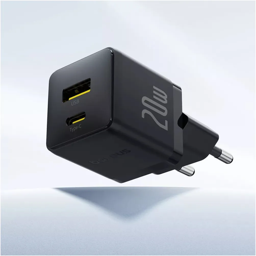 Мережевий зарядний пристрій Baseus Palm Fast Charger C+U (1USB, 1USB-C) 20W Black (P10111608113-00) - мініатюра 4