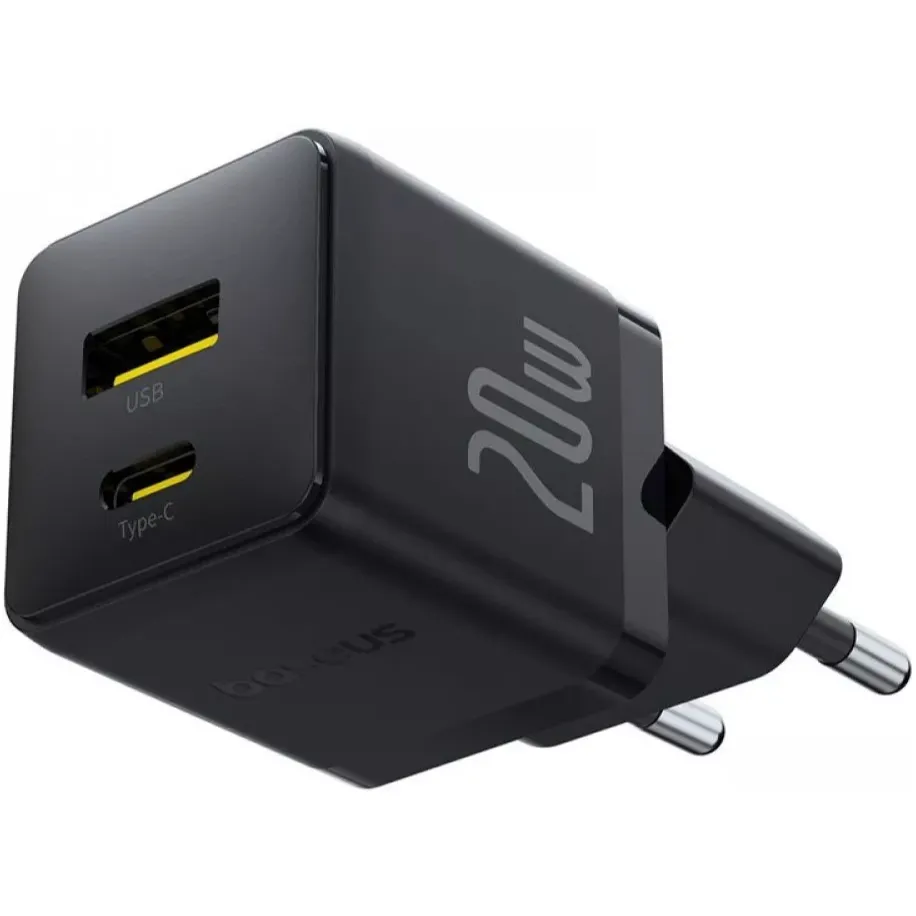 Мережевий зарядний пристрій Baseus Palm Fast Charger C+U (1USB, 1USB-C) 20W Black (P10111608113-01) + кабель USB Type-C 1 м - мініатюра 3