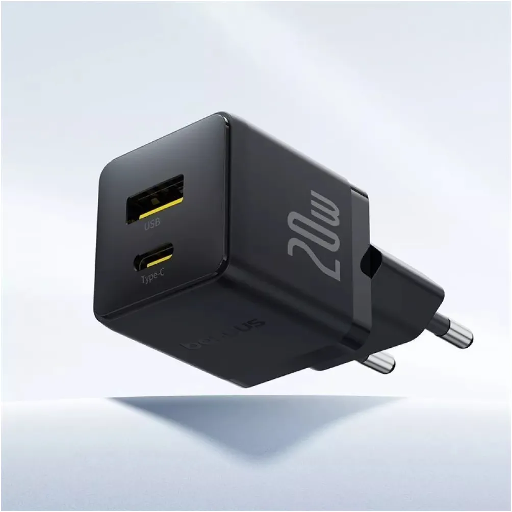 Мережевий зарядний пристрій Baseus Palm Fast Charger C+U (1USB, 1USB-C) 20W Black (P10111608113-01) + кабель USB Type-C 1 м - мініатюра 7