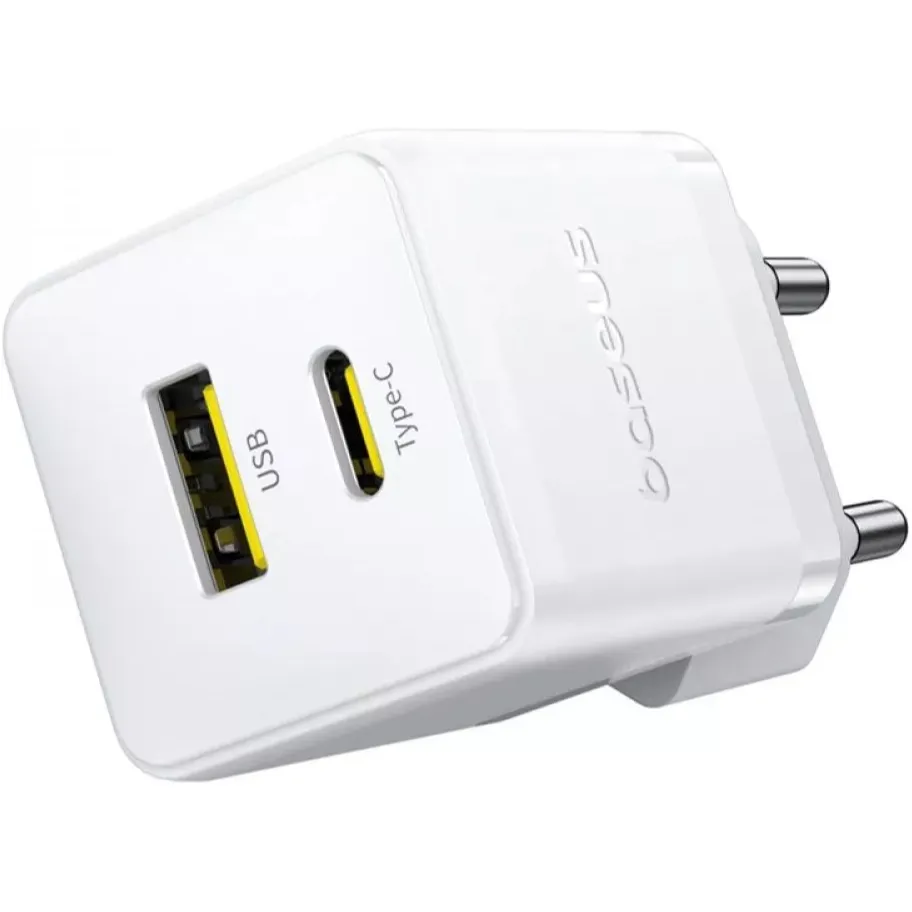 Мережевий зарядний пристрій Baseus Palm Fast Charger C+U (1USB, 1USB-C) 20W White (P10111608213-01) + кабель USB Type-C 1 м - мініатюра 4