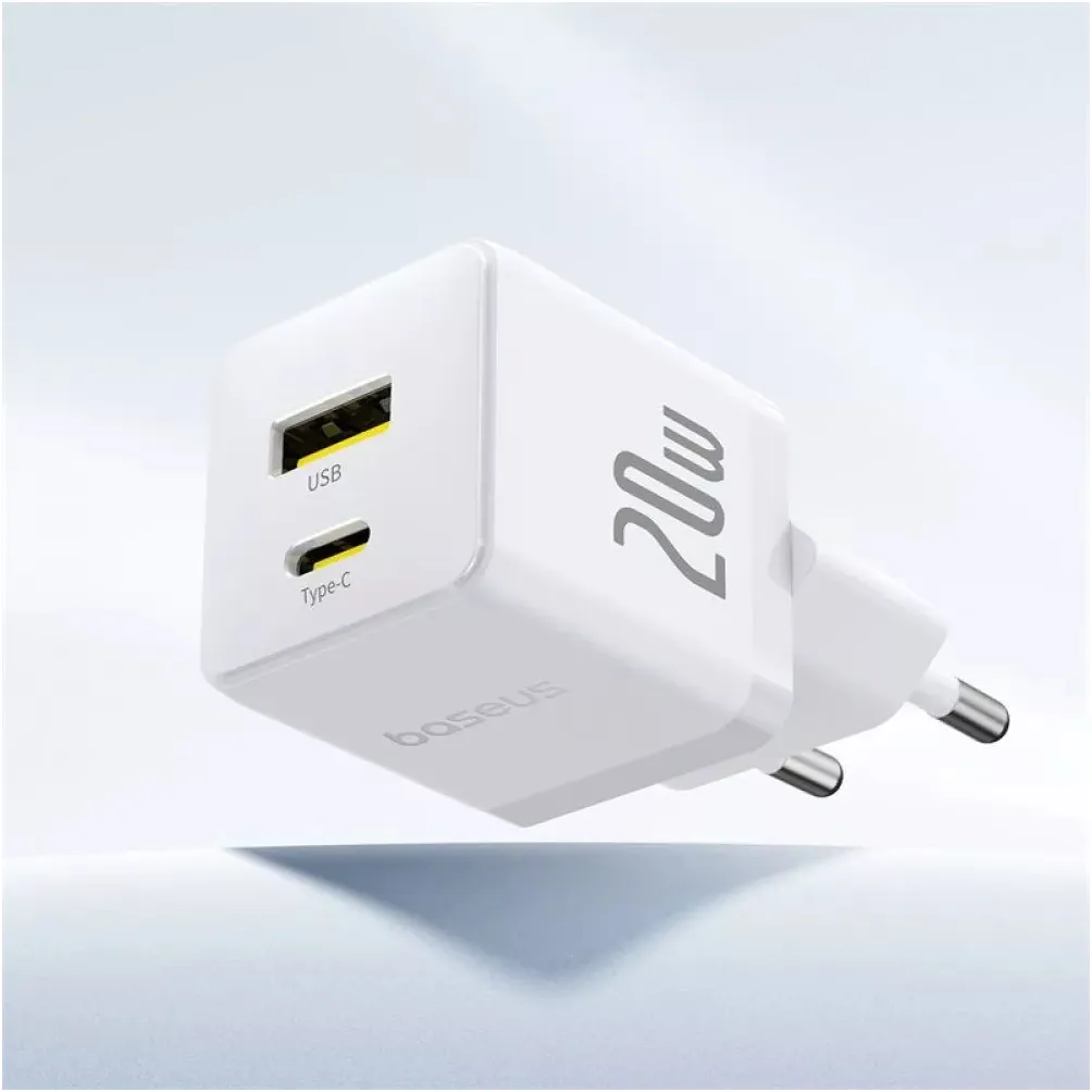 Мережевий зарядний пристрій Baseus Palm Fast Charger C+U (1USB, 1USB-C) 20W White (P10111608213-01) + кабель USB Type-C 1 м - мініатюра 9