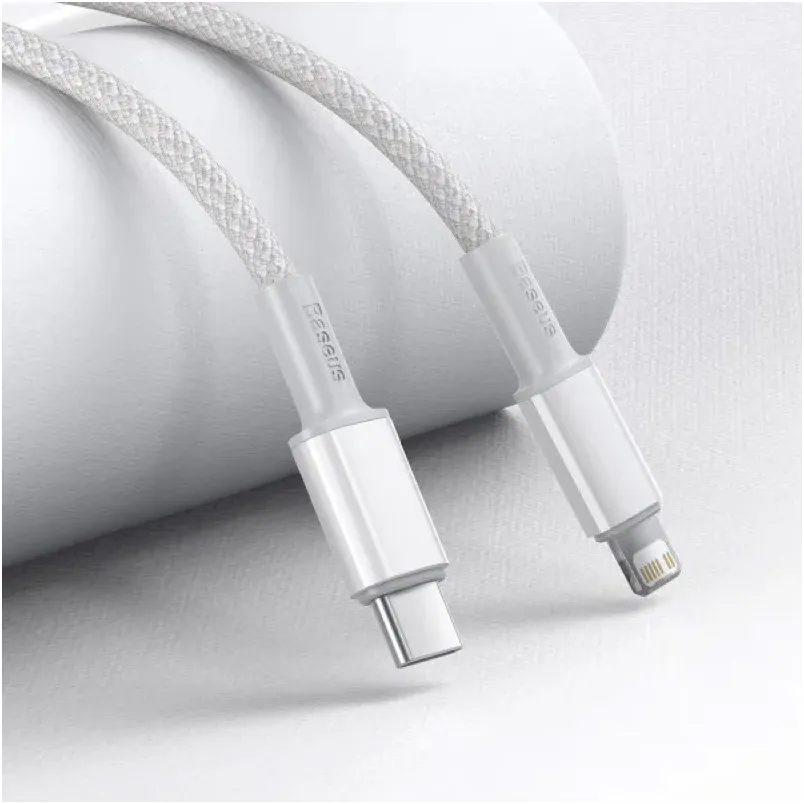 Кабель Baseus High Density Braided USB Type-C - Lightning (M/M), 20W, 1 м, White (CATLGD-02) - мініатюра 3
