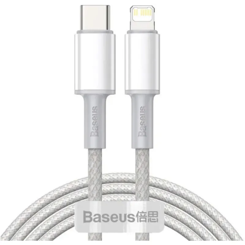 Кабель Baseus High Density Braided USB Type-C - Lightning (M/M), 20W, 2 м, White (CATLGD-A02) - зображення 1