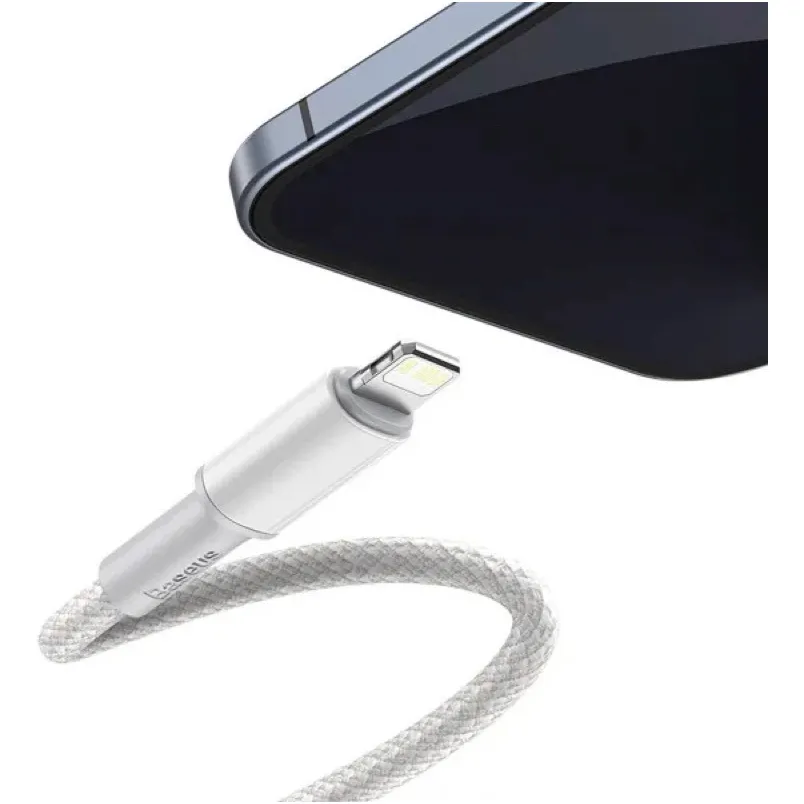 Кабель Baseus High Density Braided USB Type-C - Lightning (M/M), 20W, 2 м, White (CATLGD-A02) - мініатюра 4