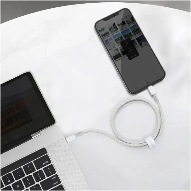 Кабель Baseus High Density Braided USB Type-C - Lightning (M/M), 20W, 2 м, White (CATLGD-A02) - мініатюра 5