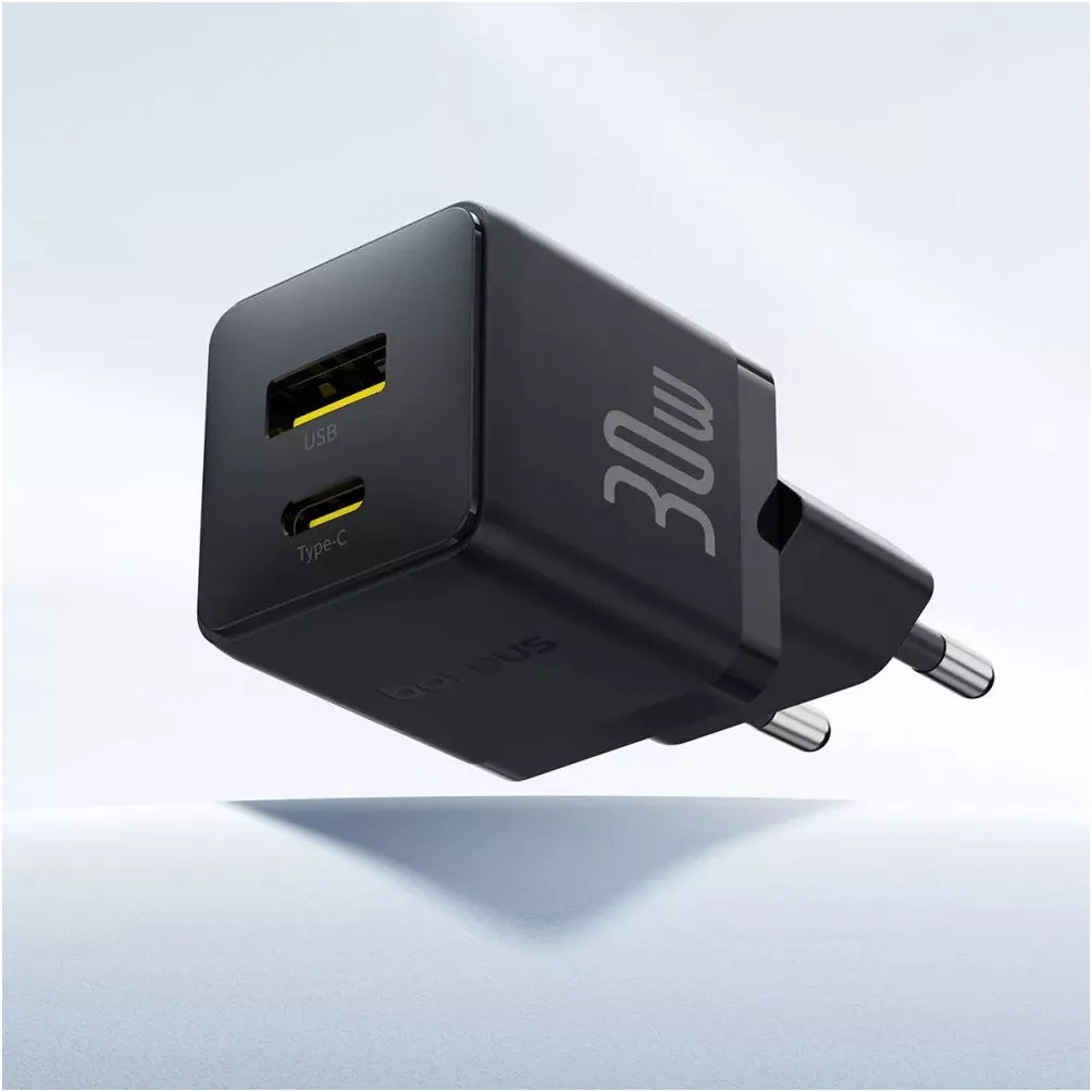 Мережевий зарядний пристрій Baseus Palm Fast Charger C+U (1USB, 1USB-C) 30W Black (P1011160A113-00) - мініатюра 4