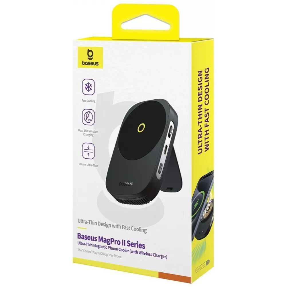 Бездротовий зарядний пристрій Baseus MagPro II Series Ultra-Thin Magnetic Phone Cooler 15W Black (B10572900121-00) + кабель USB Type-C 1 м - мініатюра 6