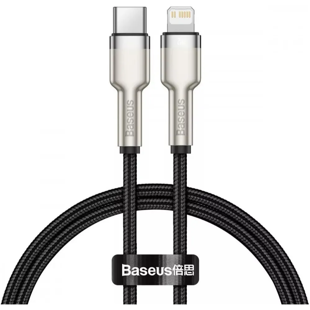 Кабель Baseus Cafule Metal USB Type-C - Lightning (M/M), 20W, PD, 0.25 м, Black (CATLJK-01) - зображення 1