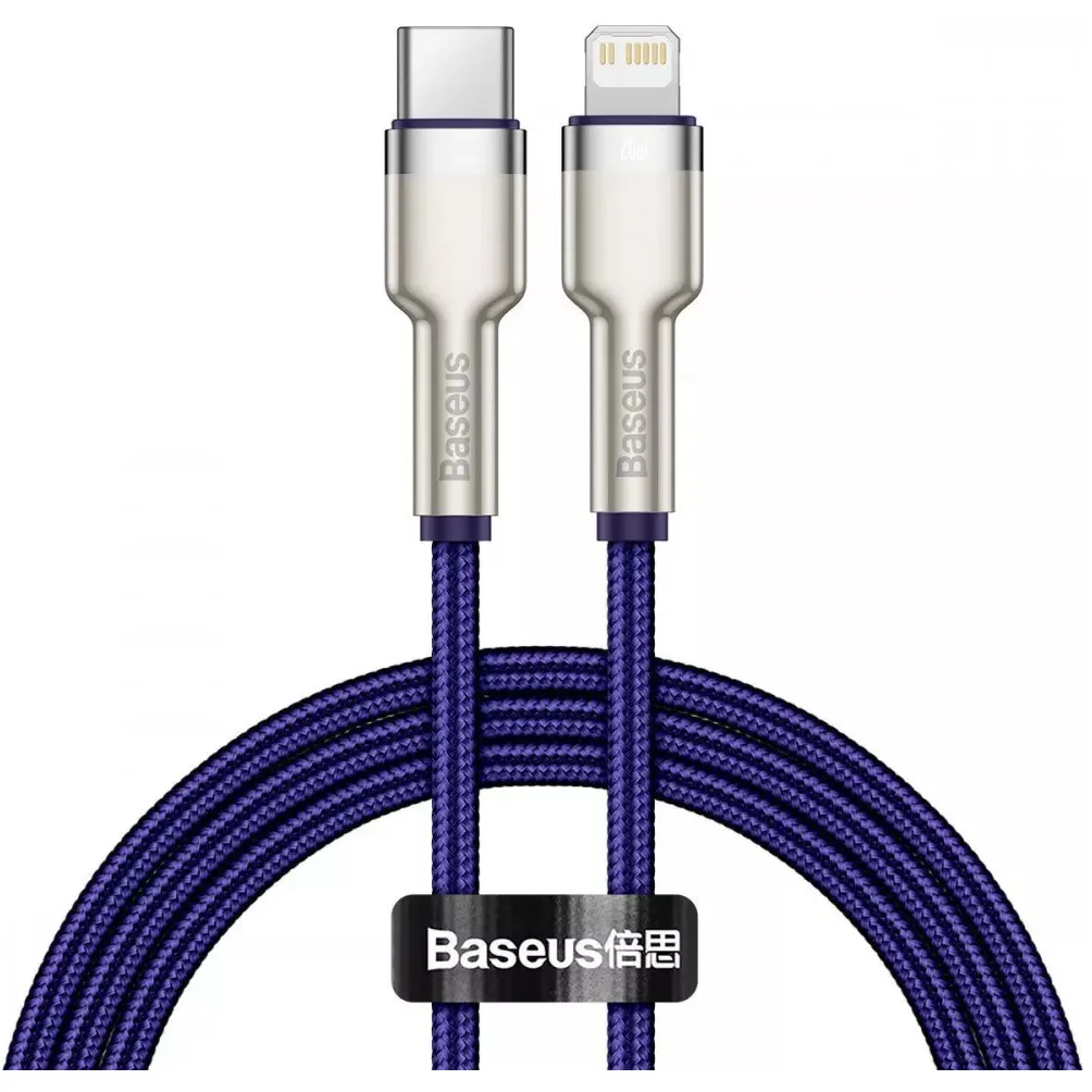 Кабель Baseus Cafule Metal USB Type-C - Lightning (M/M), 20W, PD, 1 м, Purple (CATLJK-A05) - зображення 1