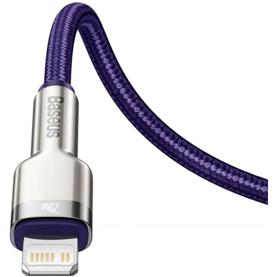 Кабель Baseus Cafule Metal USB Type-C - Lightning (M/M), 20W, PD, 1 м, Purple (CATLJK-A05) - мініатюра 2