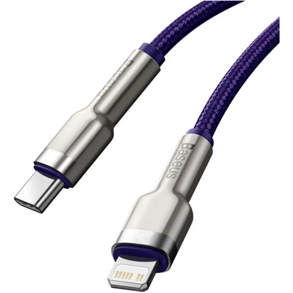 Кабель Baseus Cafule Metal USB Type-C - Lightning (M/M), 20W, PD, 1 м, Purple (CATLJK-A05) - мініатюра 4