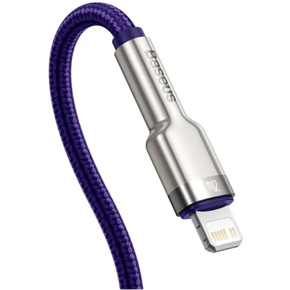 Кабель Baseus Cafule Metal USB Type-C - Lightning (M/M), 20W, PD, 1 м, Purple (CATLJK-A05) - мініатюра 5